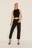 Emily Heart Embroidered Straight Leg Denim Jeans
