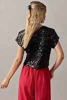 Tracie Cropped Allover Sequin Top