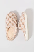 Stefanie Checkered Fuzzy Slippers