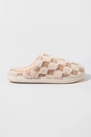 Stefanie Checkered Fuzzy Slippers