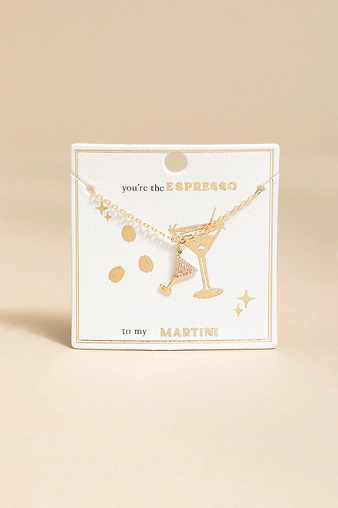 Espresso To My Martini Carded Pendant Necklace