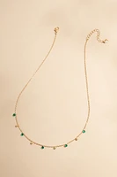 Emerald Stone Station Carded Necklace