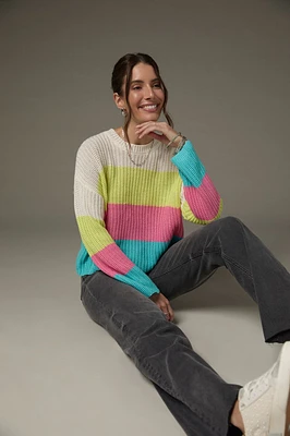 Holly Neon Color Block Pullover Sweater