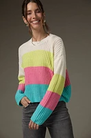 Holly Neon Color Block Pullover Sweater