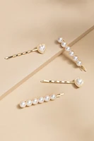 Bernadette Pearl Heart Bobby Pin Set