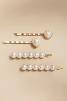 Bernadette Pearl Heart Bobby Pin Set