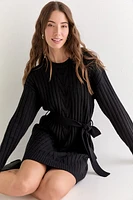 Diane Cable Knit Tie Waist Mini Dress