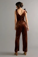 Sherry Velvet Bow Strap Jumpsuit