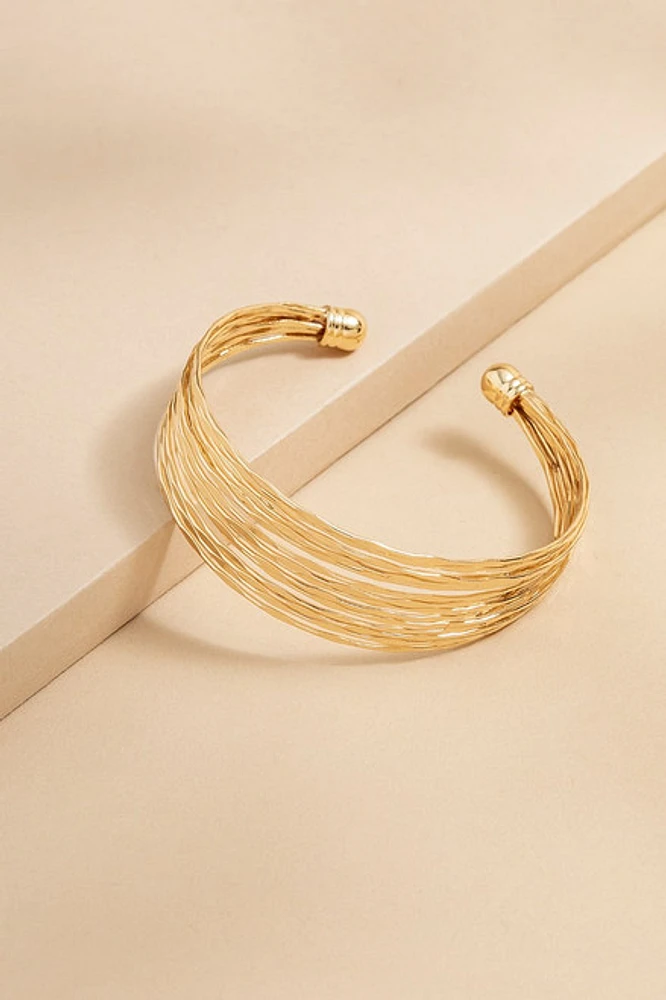 Gabrielle Layered Gold Row Cuff Bracelet