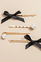 Mindy Pearl Gold Bow Bobby Pin Set