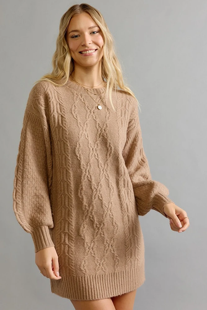 Sheila Cable Knit Sweater Mini Dress