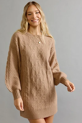 Sheila Cable Knit Sweater Mini Dress