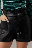Shirley Tie Front Vegan Leather Shorts