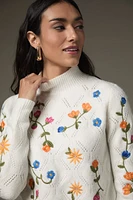 Abigail Floral Embroidered Pullover Sweater