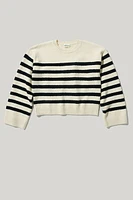 Hello Franki Mossy Striped Pullover Sweater for girls