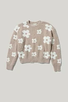 Hello Franki Floral Wubby Pullover Sweater for girls