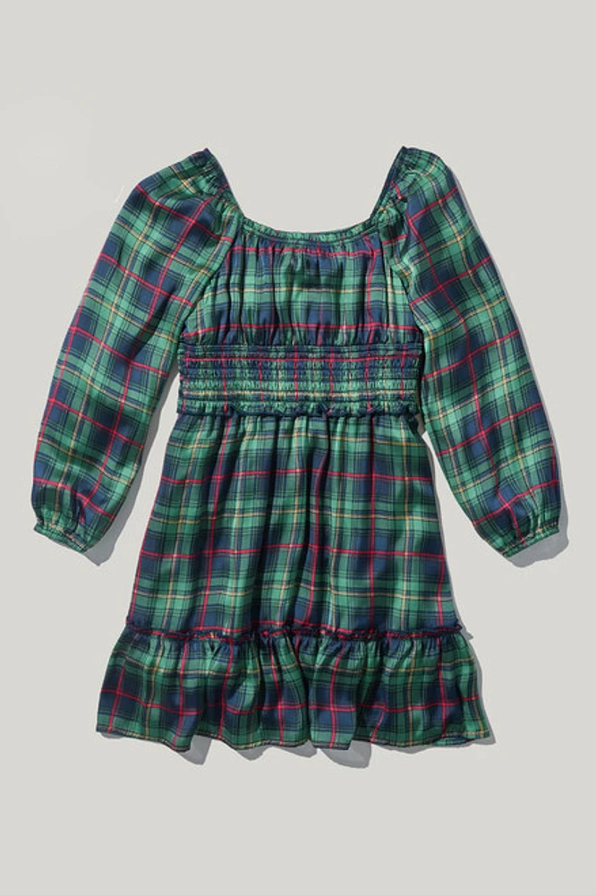 Hello Franki Plaid Ruched Waist Dress for girls