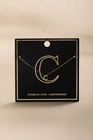 C Mini Initial Stainless Steel Pendant Necklace