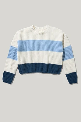 Hello Franki Color Block Striped Chenille Pullover for girls