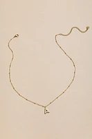 Pearl Pave Iinitial Pendant Carded Necklace