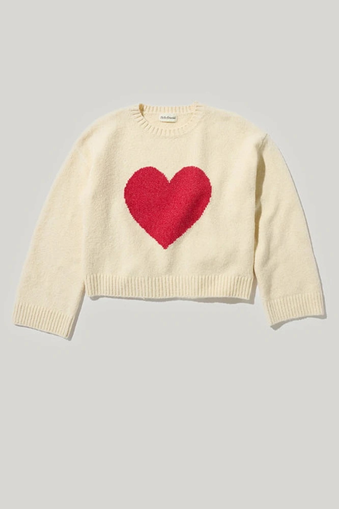 Hello Franki Heart Front Mossy Pullover for girls