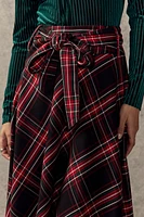 Carmella Tie Front Plaid Midi Skirt