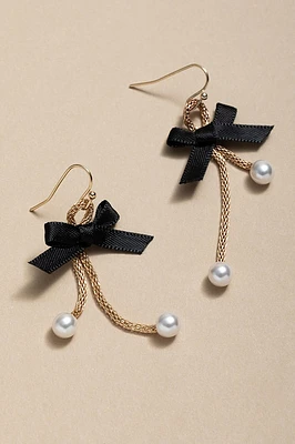 Josie Mish Chain Bow And Pearl Drop Earrings