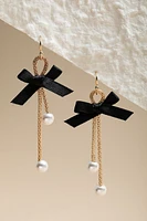 Josie Mish Chain Bow And Pearl Drop Earrings