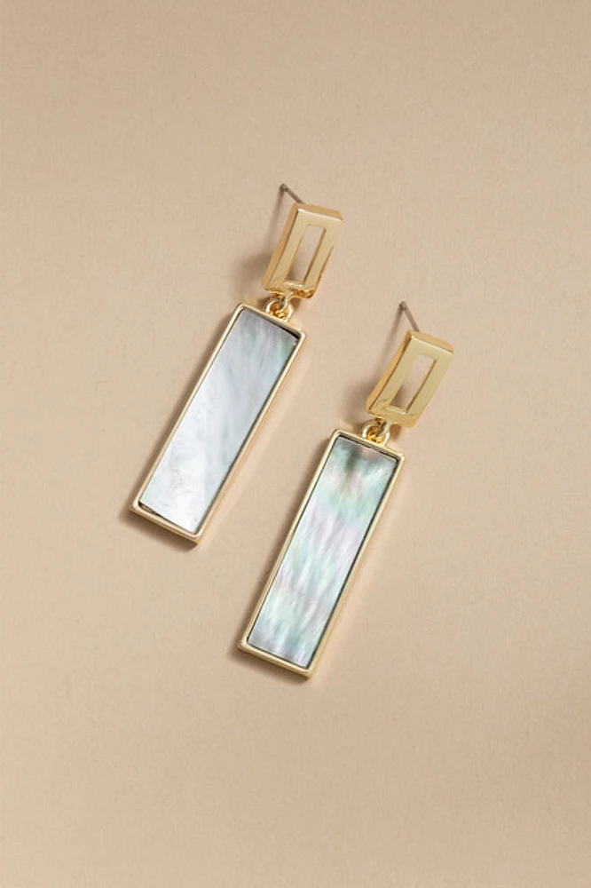 Cathy Abalone Long Bar Drop Earrings