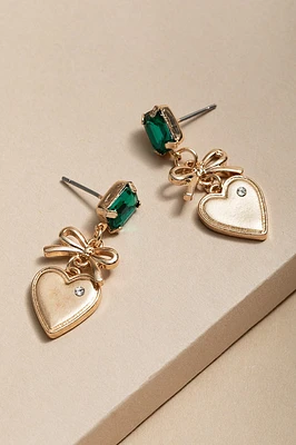 Jessica Heart On Stone Drop Earrings