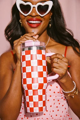 Christine Heart Checkered 40oz Tumbler