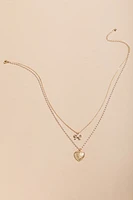 Christie Vintage Heart And Bow Layered Pendant Necklace