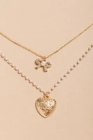 Christie Vintage Heart And Bow Layered Pendant Necklace