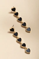 Angeline Black Heart Linear Drop Earrings