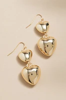 Heather Double Puffy Heart Drop Earrings