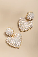 Danielle Pearl Heart Cluster Drop Earrings