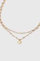 Elsie Rosary Butterfly Charm Station Gold Necklace