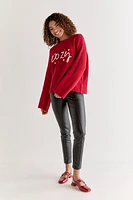 Cozy Embroidered 3D Pompom Pullover Sweater