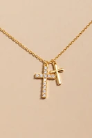 Morgan Double Cross Charm Pendant Necklace