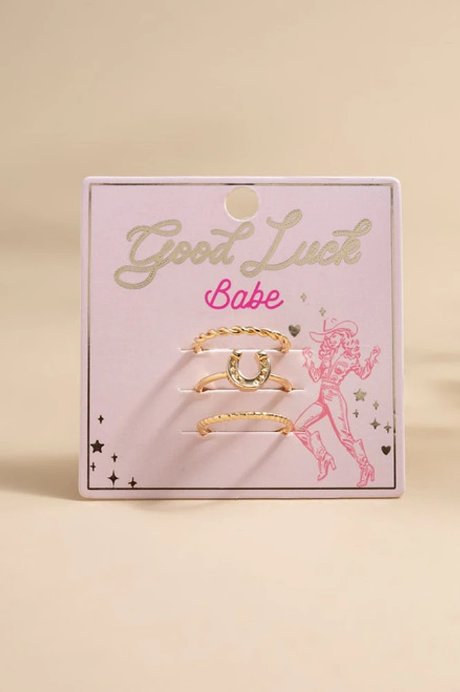 Good Luck Babe Adjustable Cowgirl Ring Set