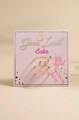 Good Luck Babe Adjustable Cowgirl Ring Set