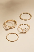 Greta Pearl Pave Gold Ring Set