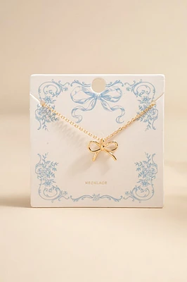 Kristi Gold Bow Pendant Carded Necklace