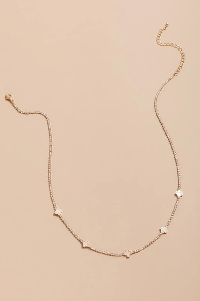 Diane Pave Clover Station Necklace