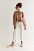 Joyce Button Front Tiered Blouse