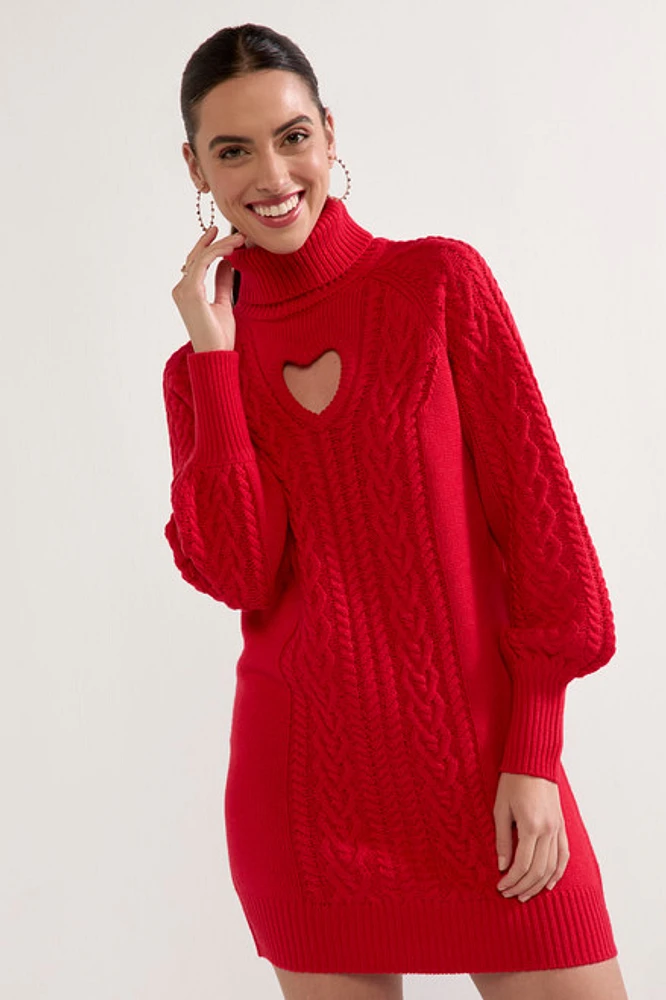 Debra Heart Cutout Mini Sweater Dress