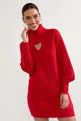 Debra Heart Cutout Mini Sweater Dress