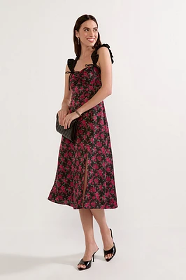 Melissa Floral Satin Midi Dress