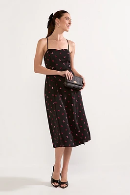 Krystal Bow Ditsy Midi Dress