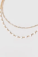 Janice White Heart Station Layered Gold Chain Necklace